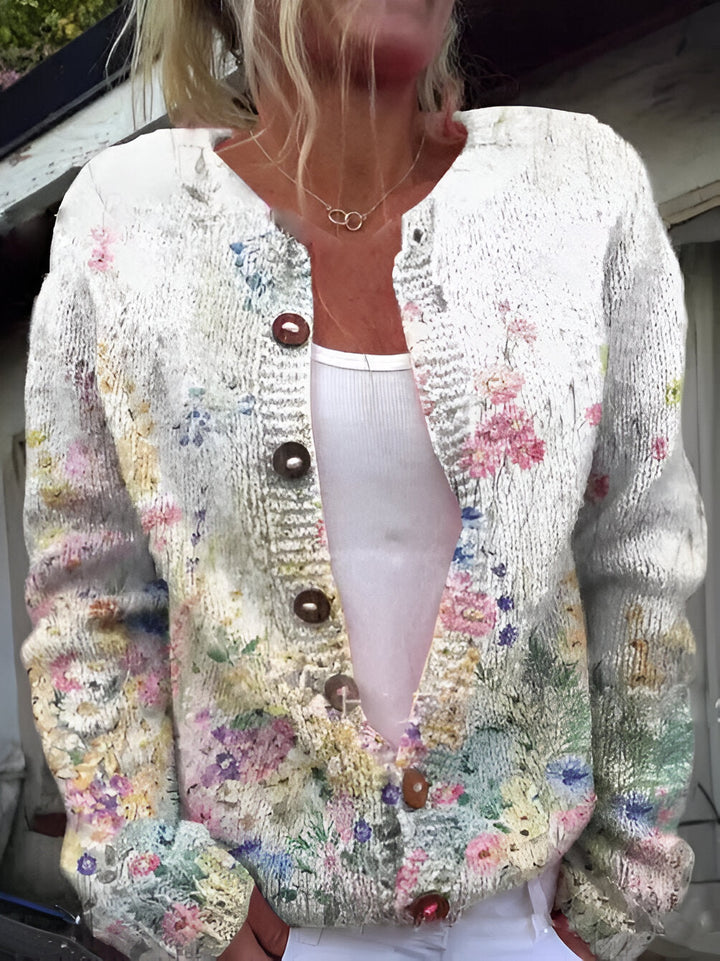 Dianne - Stylish Knit Cardigan with Floral Pattern
