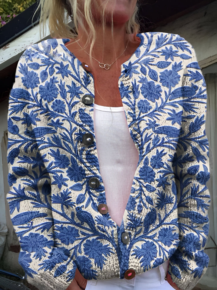 Dianne - Stylish Knit Cardigan with Floral Pattern