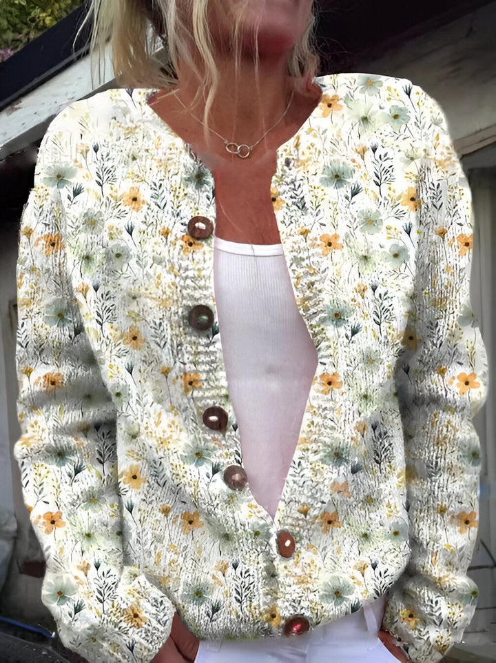 Dianne - Stylish Knit Cardigan with Floral Pattern