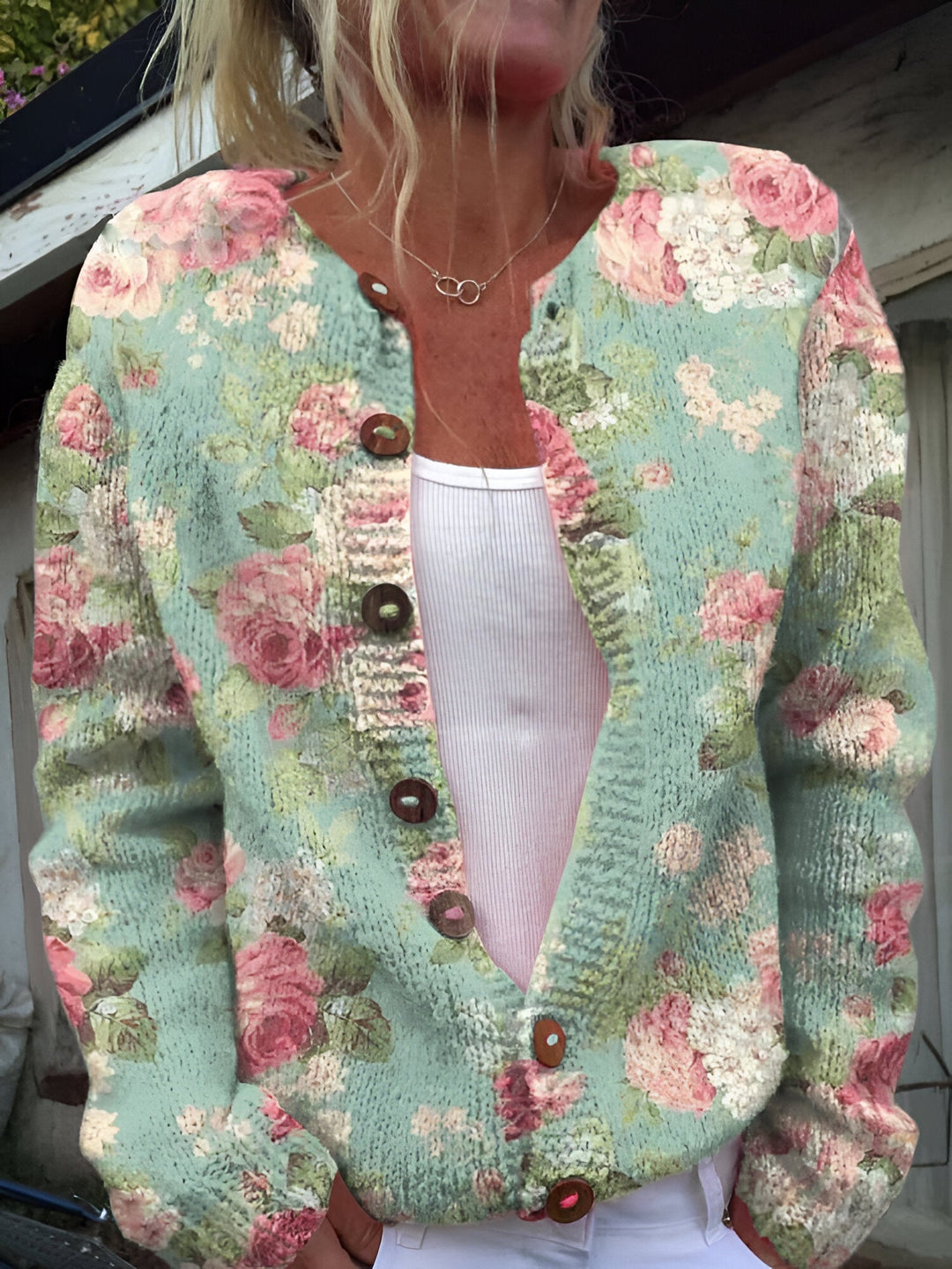 Dianne - Stylish Knit Cardigan with Floral Pattern