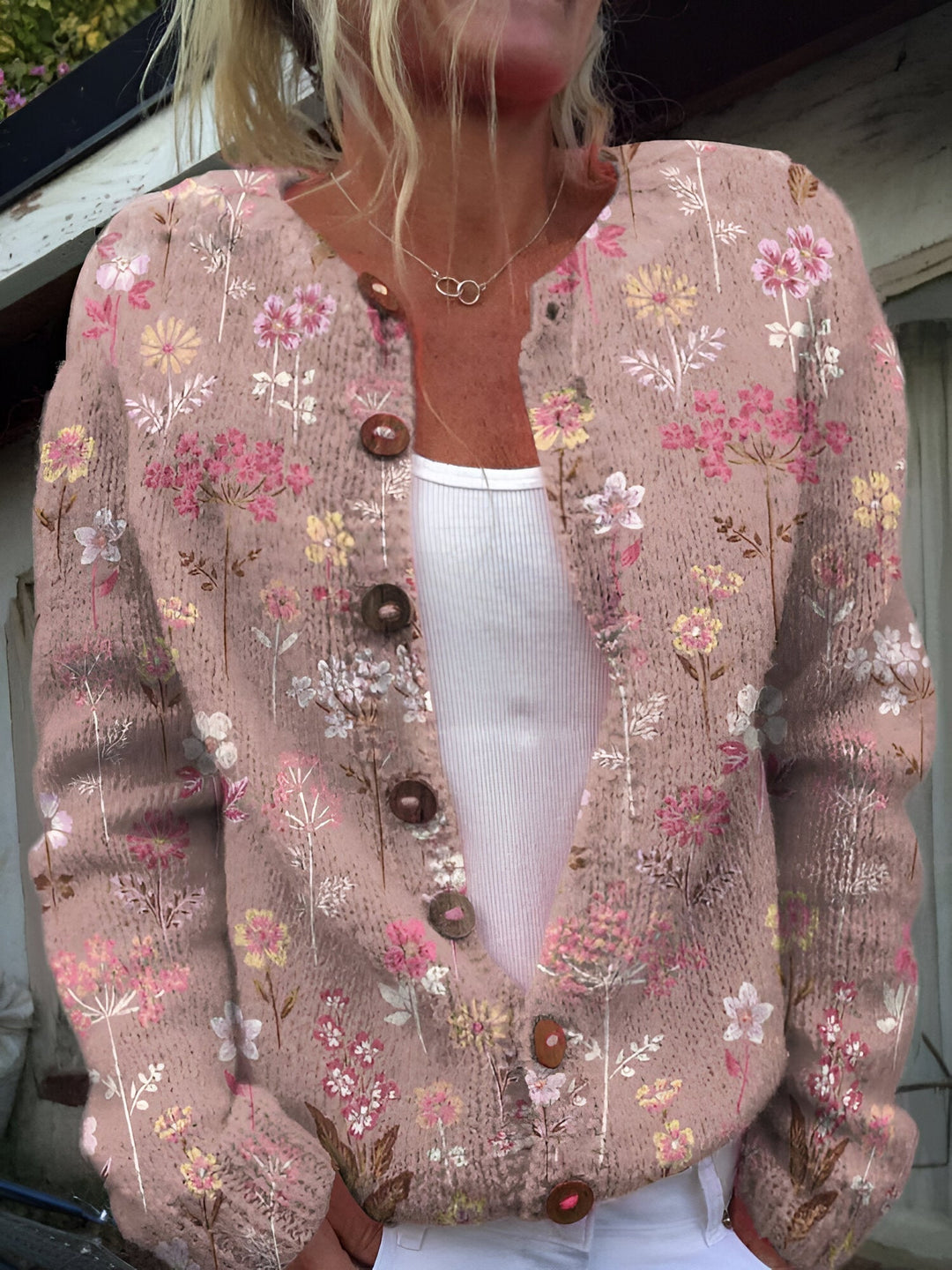 Dianne - Stylish Knit Cardigan with Floral Pattern