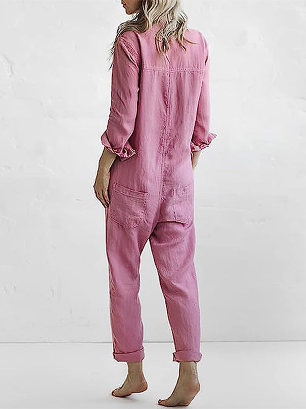 Nora | Buttoned Casual Long-Sleeved Jumpsuit