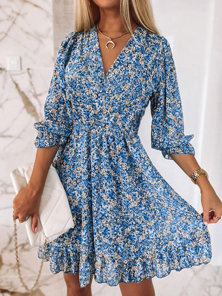 Mia - Floral dress with V-neckline