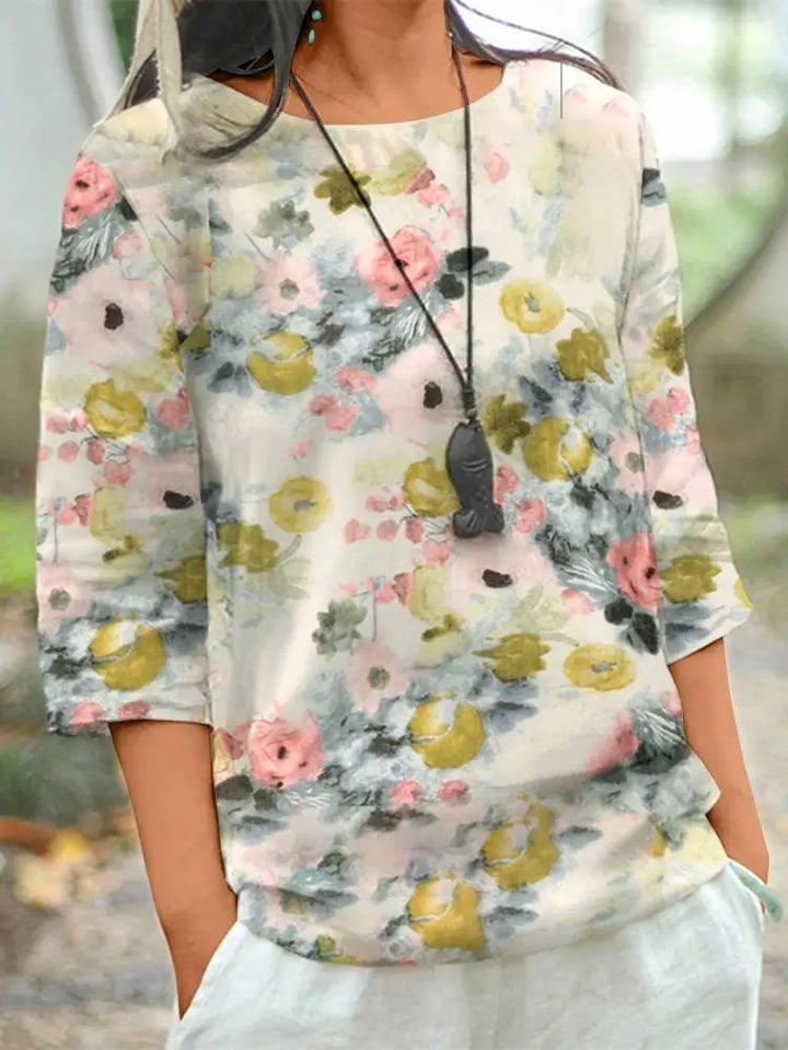 Arwen - Cotton Blouse with Floral Print