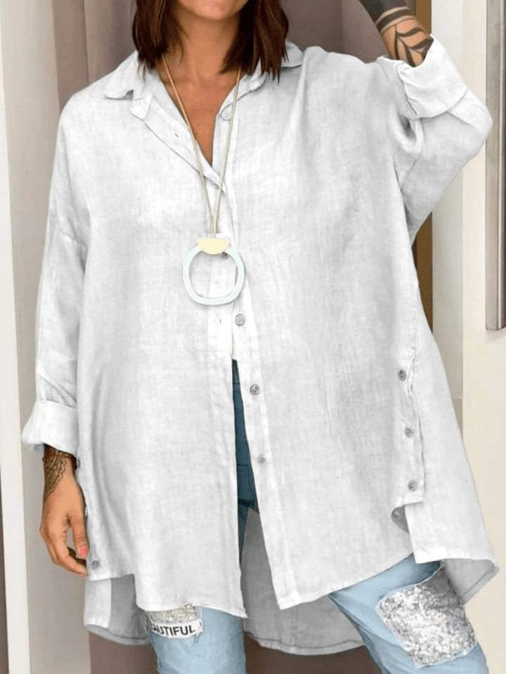 Calliope - Casual Long Sleeve Linen Blouse